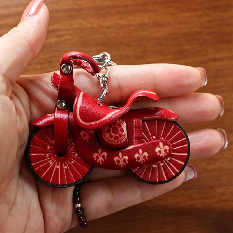 Motorcycle Leather Bag Charm – Babylon Leather - Babylon LeatherBabylon LeatherLLZ02-3-Red