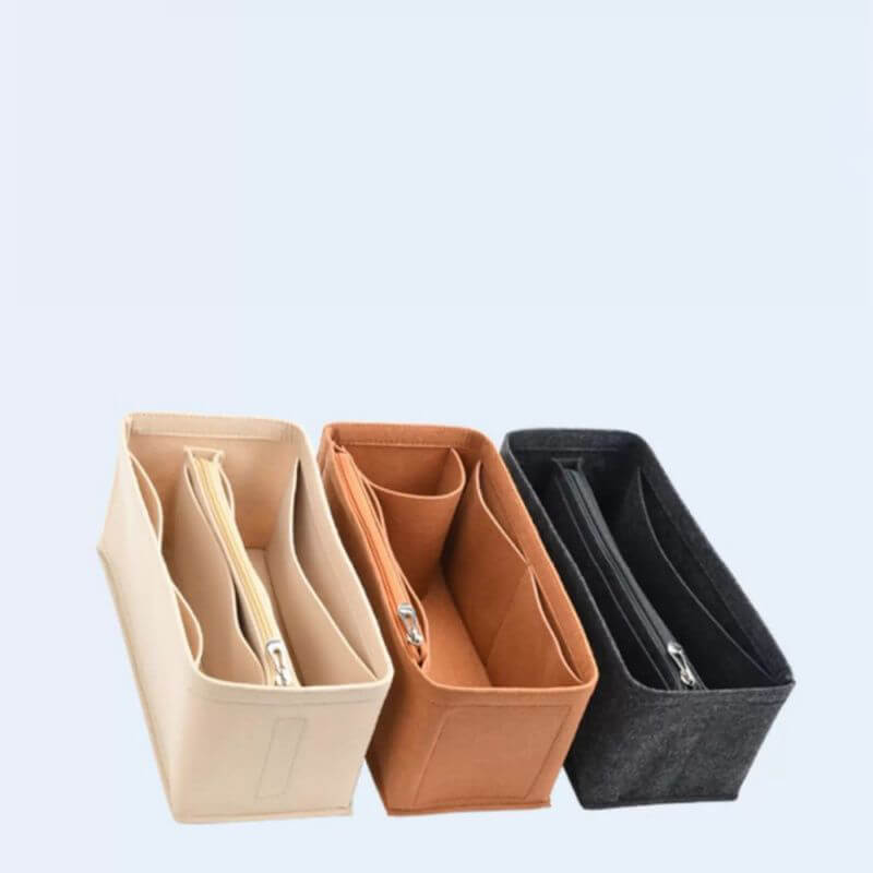 Non-Woven Bag Insert Organizer for Birkin-Style Bags - Babylon LeatherBabylon LeatherQZ03-Beige-10*11*22cm-Side Zipper