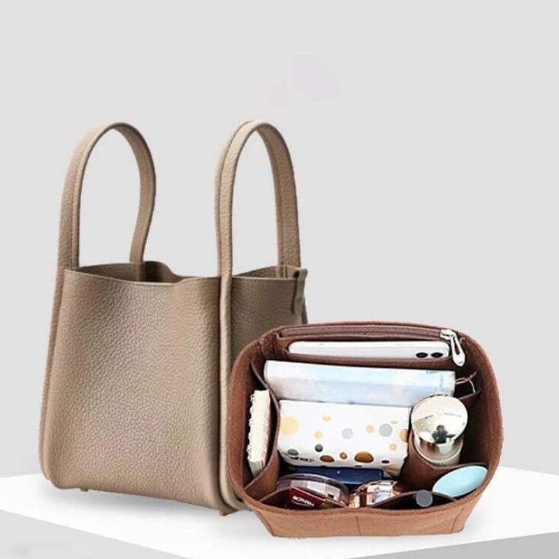 Non-Woven Bag Insert Organizer for Songmont-Style Bucket Bags - Babylon LeatherBabylon LeatherQZ05-Khaki-12*9.5*10cm-Side Zipper
