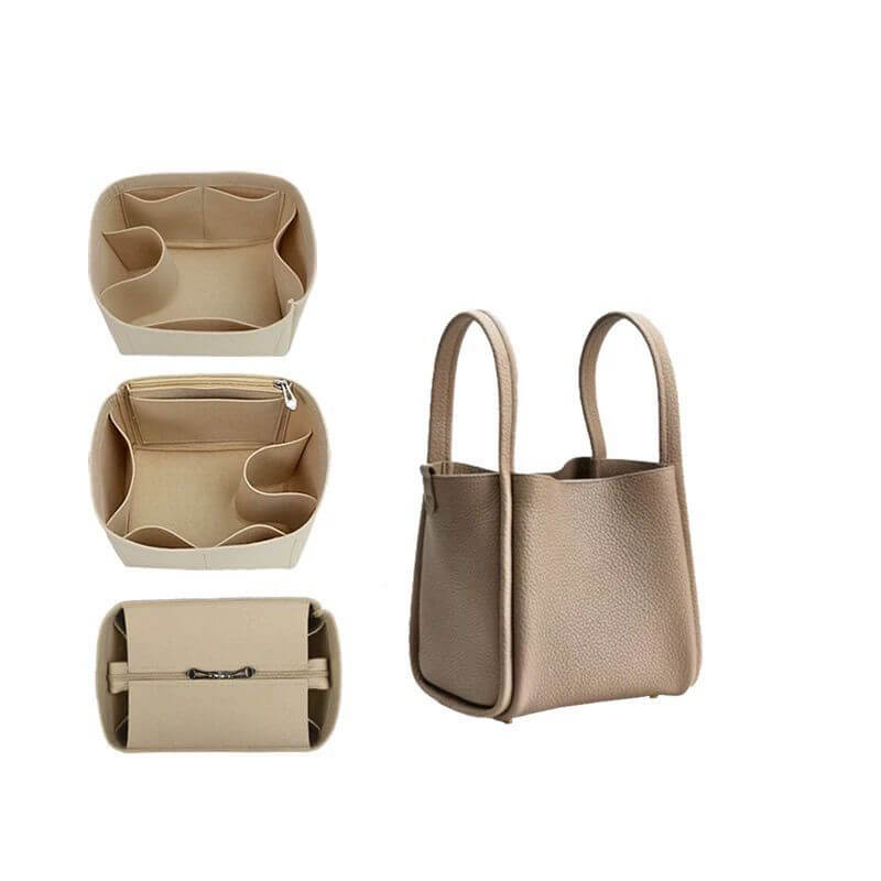 Non-Woven Bag Insert Organizer for Songmont-Style Bucket Bags - Babylon LeatherBabylon LeatherQZ05-Khaki-12*9.5*10cm-Side Zipper