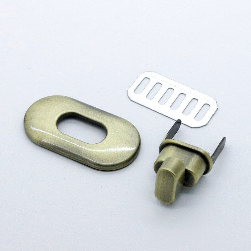 Oval Turn Lock Clasp - Babylon Leather - Babylon LeatherBabylon LeatherJY15-Brushed Antique Brass-Oval Turn Lock