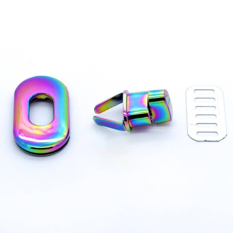 Oval Turn Lock Clasp - Babylon Leather - Babylon LeatherBabylon LeatherJY15-Rainbow-Oval Turn Lock – Plated Finish