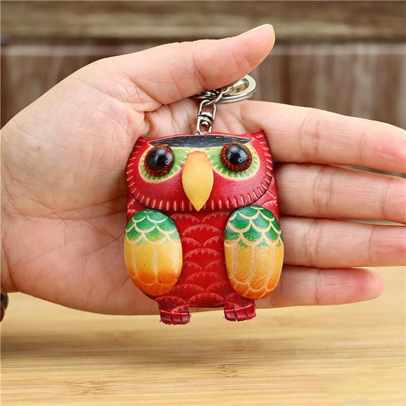 Owl Leather Bag Charm – Babylon Leather - Babylon LeatherBabylon LeatherLLZ15-Red