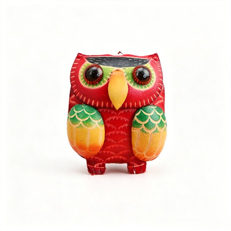 Owl Leather Bag Charm – Babylon Leather - Babylon LeatherBabylon LeatherLLZ15-Red