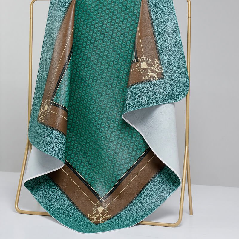 Painted Top Grain Cowhide Leather Summer Sleeping Mat - Babylon LeatherBabylon LeatherBMN04-Peacock Green & Coffee-3.0mm Thick - Single Piece-100×195cm