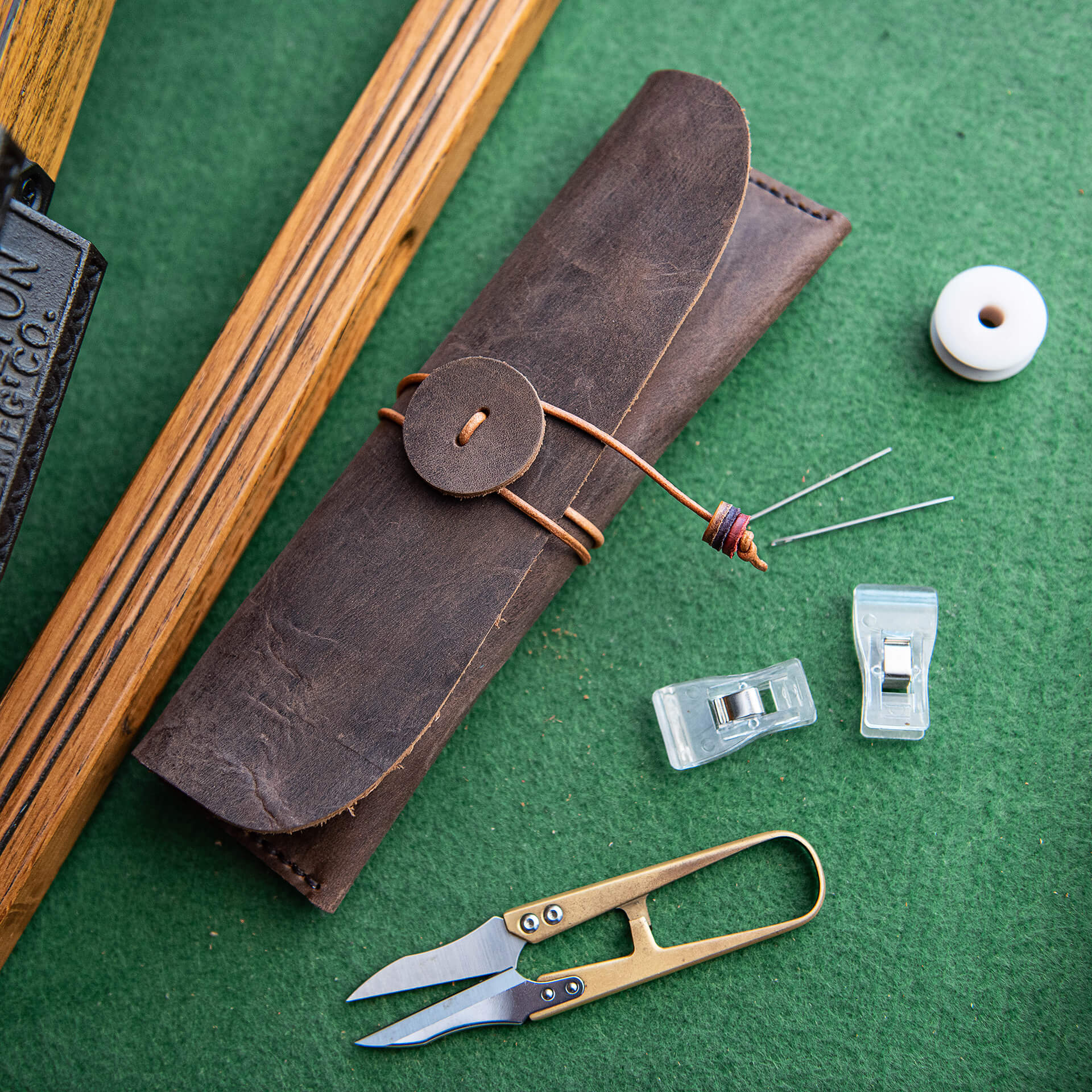 Pen Pouch Crazy Horse Leather DIY Kit – Babylon Leather - Babylon LeatherBabylon LeatherLZ44 - Tea Brown - Crazy Horse Leather