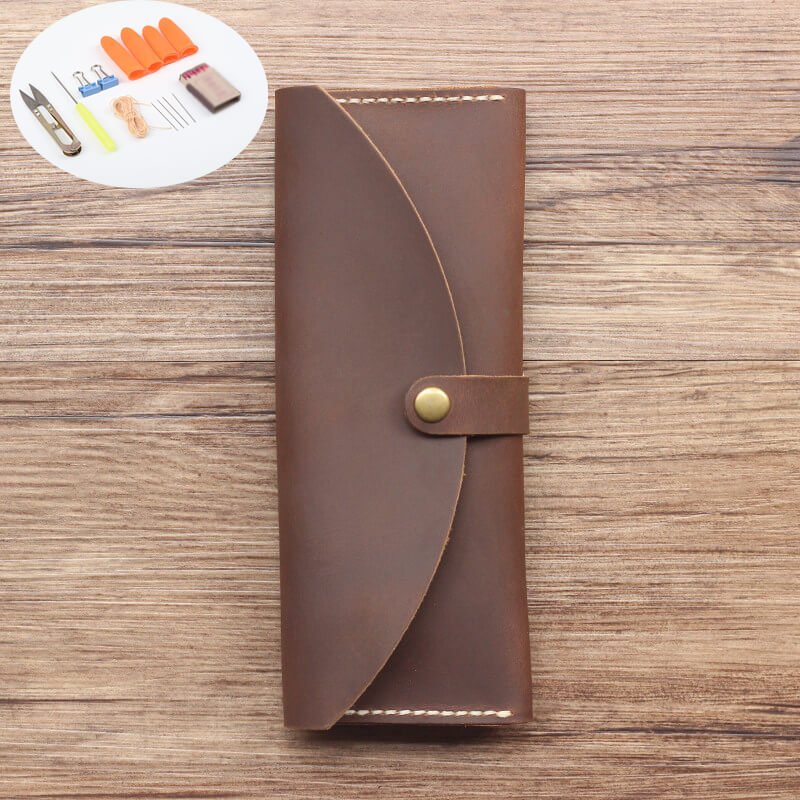 Pencil Case Crazy Horse Leather DIY Kit – Babylon Leather - Babylon LeatherBabylon LeatherCY74-Brown