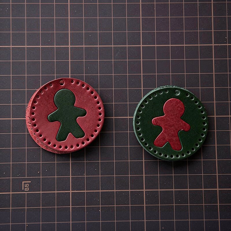 Personalized Christmas Gift DIY Leather Keychain – Babylon Leather - Babylon LeatherBabylon LeatherLZ74-Red 1 & Green 1-Veg Tanned Leather