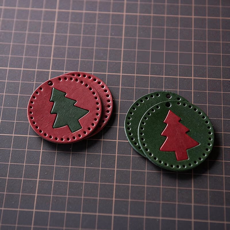 Personalized Christmas Gift DIY Leather Keychain – Babylon Leather - Babylon LeatherBabylon LeatherLZ74-Red & Green-Veg Tanned Leather