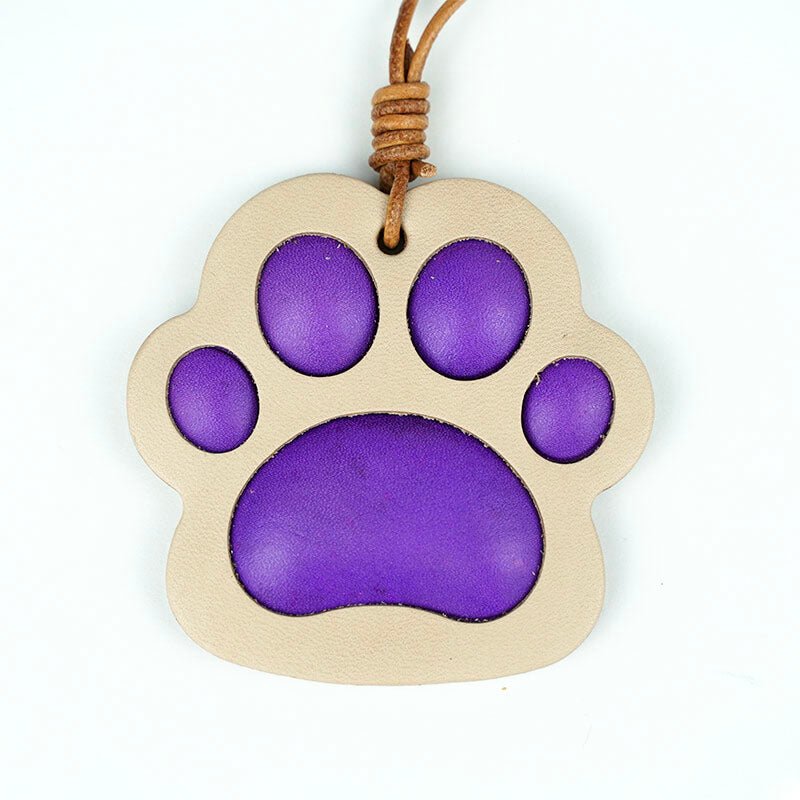 Pet Paw Print Leather Bag Charm – Babylon Leather - Babylon LeatherBabylon LeatherLL46-White & Purple