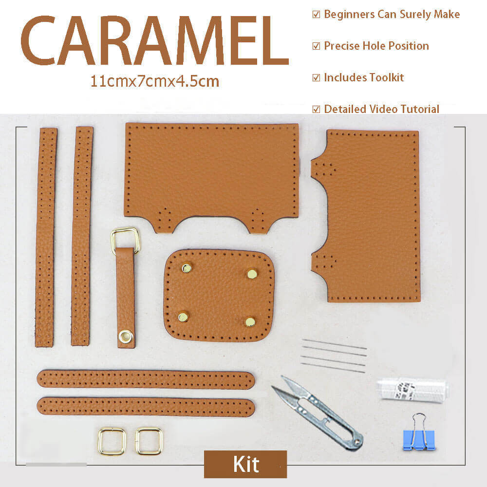 Picotin Lock Bag Charm DIY Kit – Babylon Leather - Babylon LeatherBabylon LeatherSY110-Caramel-White