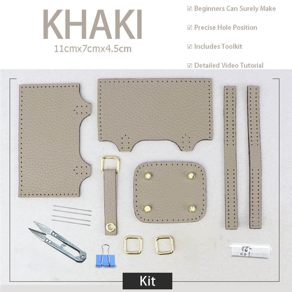 Picotin Lock Bag Charm DIY Kit – Babylon Leather - Babylon LeatherBabylon LeatherSY110-Khaki-White
