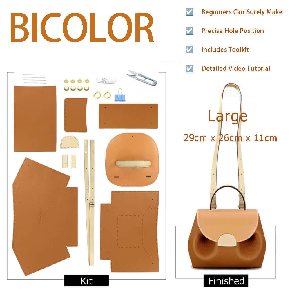 Polene Leather Handbag DIY Kit – Babylon Leather - Babylon LeatherBabylon LeatherSY55-Bicolor-Large-White