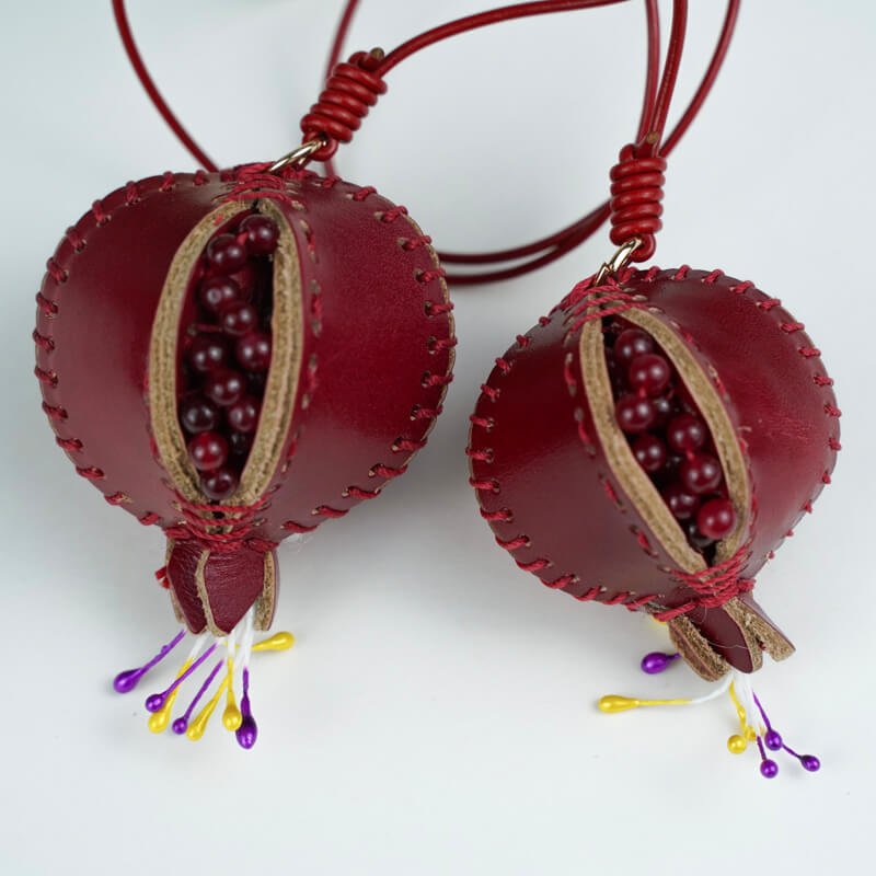 Pomegranate Fruit Leather Bag Charm – Babylon Leather - Babylon LeatherBabylon LeatherLL84-Red