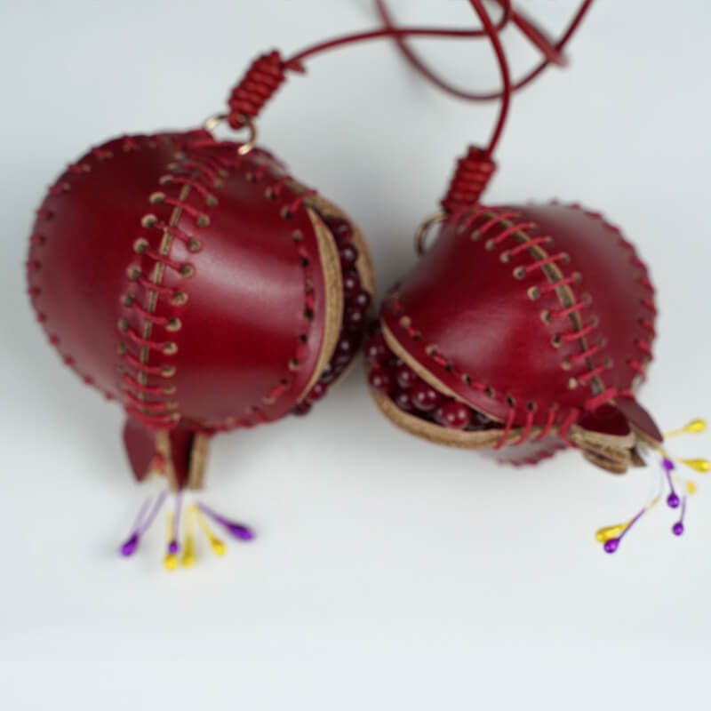 Pomegranate Fruit Leather Bag Charm – Babylon Leather - Babylon LeatherBabylon LeatherLL84-Red