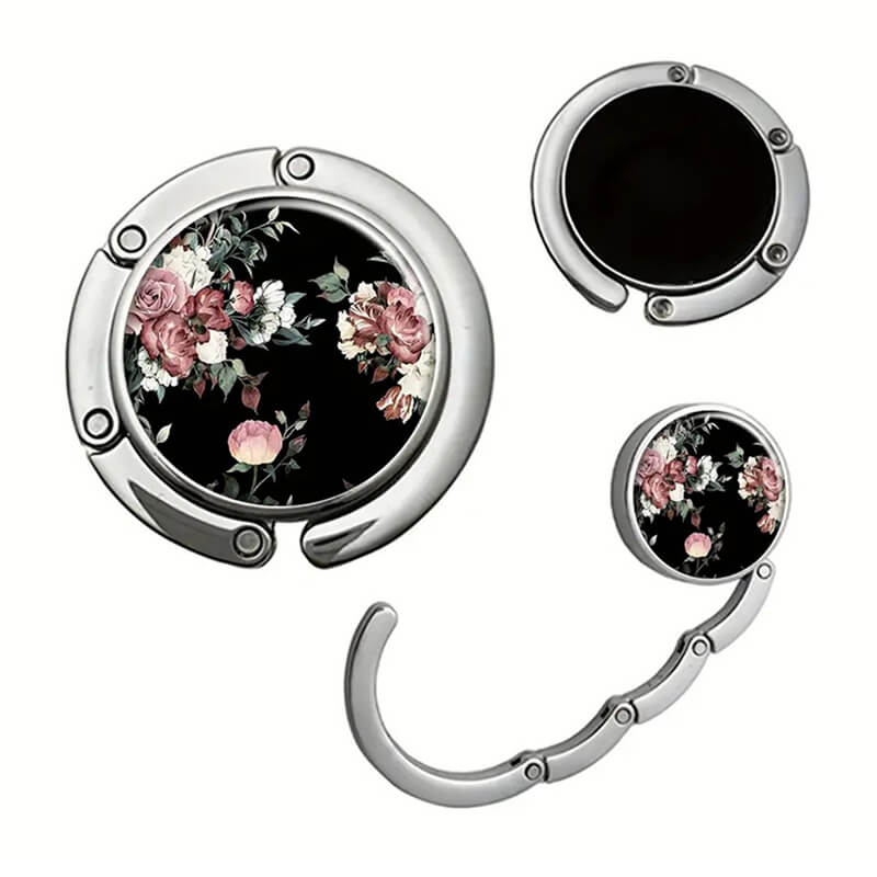 Portable Round Foldable Purse Hook for Table Handbag Hanger – Babylon Leather - Babylon LeatherBabylon LeatherPP07-Rose-1Pcs