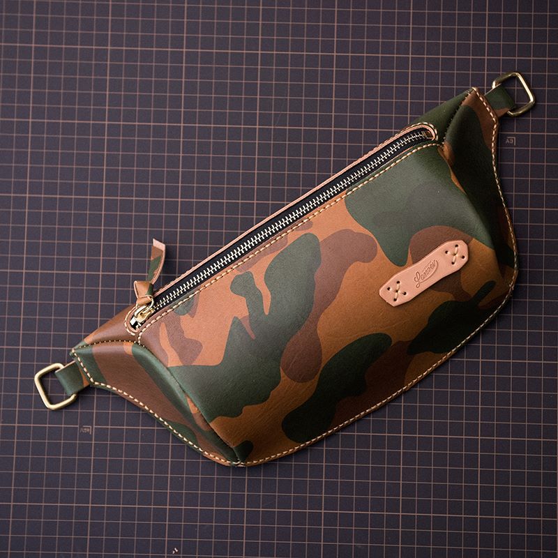 Premium Men’s Leather Sling Bag DIY Kit – Babylon Leather - Babylon LeatherBabylon LeatherLZ34-Brown Yellow-Plain Camo