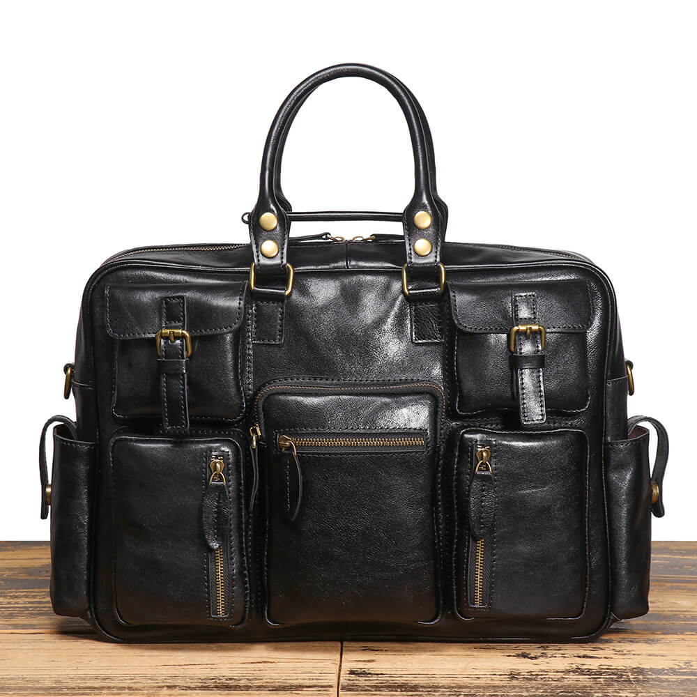 Premium Retro Top Grain Leather Handbag – Babylon Leather - Babylon LeatherBabylon LeatherLJ080 - Black