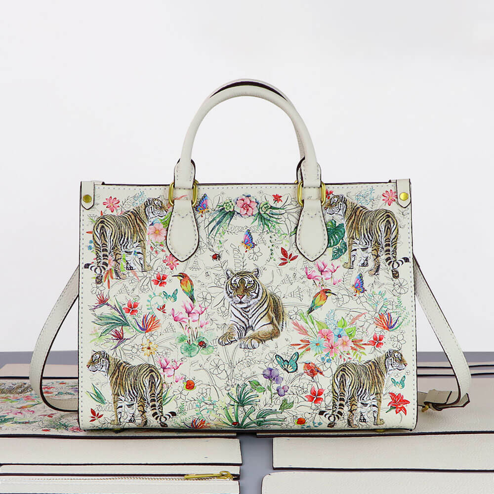 Printed Leather Tote Bag DIY Sewing Kit – Babylon Leather - Babylon LeatherBabylon LeatherSY79 - White - White