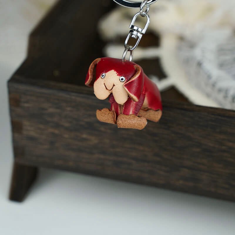 Puppy Inspired Leather Charm Keychain – Babylon Leather - Babylon LeatherBabylon LeatherLL66-Red
