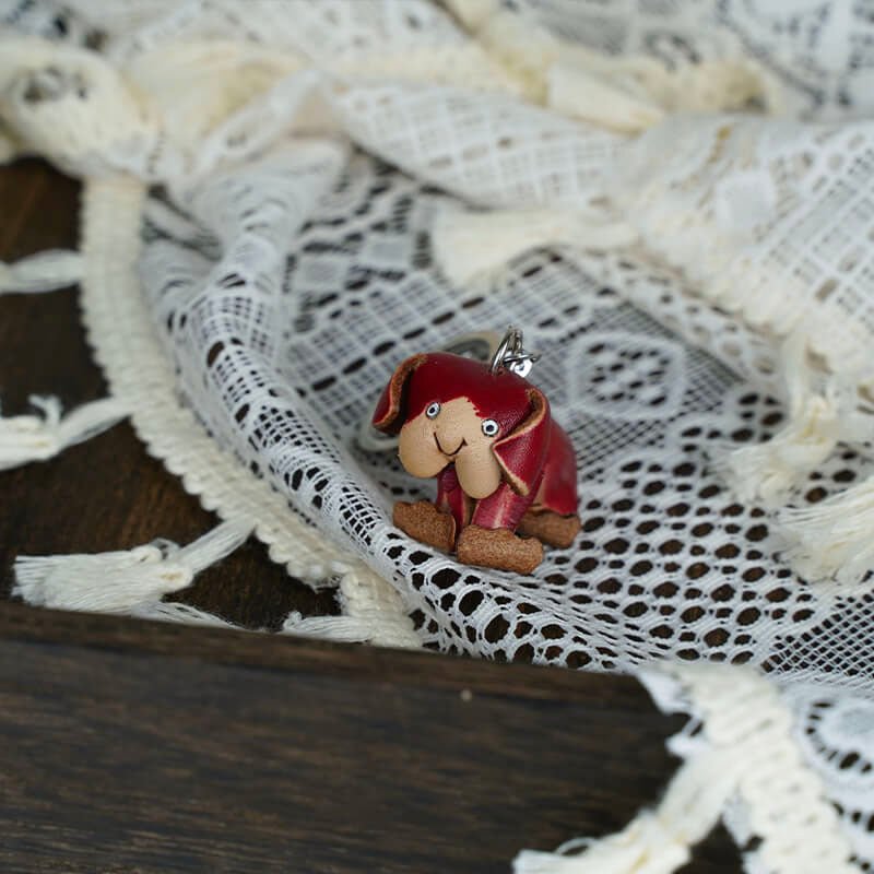 Puppy Inspired Leather Charm Keychain – Babylon Leather - Babylon LeatherBabylon LeatherLL66-Red
