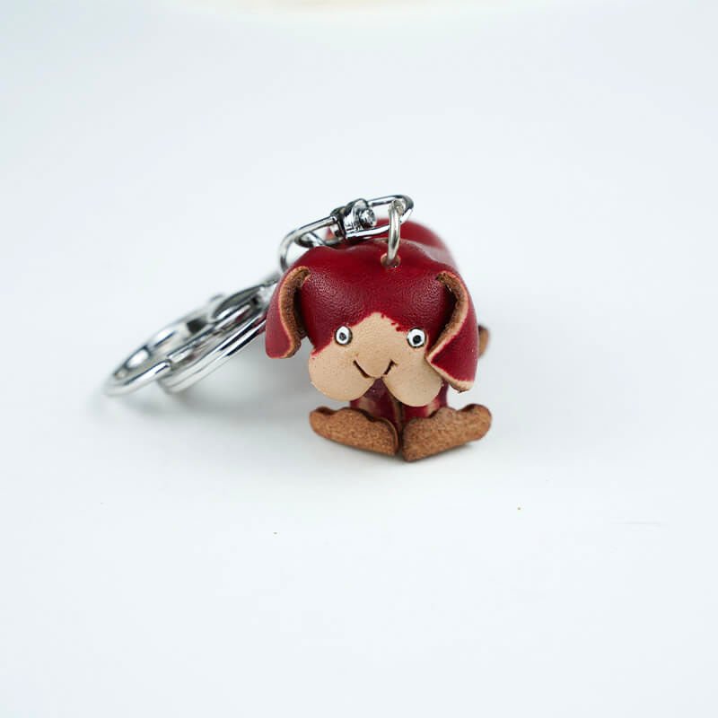 Puppy Inspired Leather Charm Keychain – Babylon Leather - Babylon LeatherBabylon LeatherLL66-Red