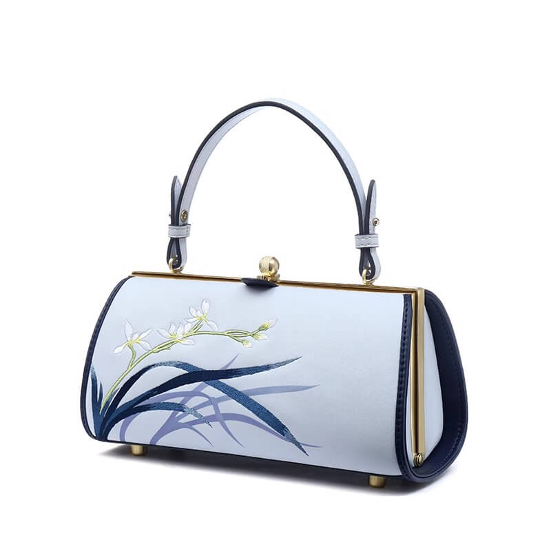 Quiet Bloom Leather Embroidery Handbag Shoulder Bag – Babylon Leather - Babylon LeatherBabylon LeatherTX181-Light Blue
