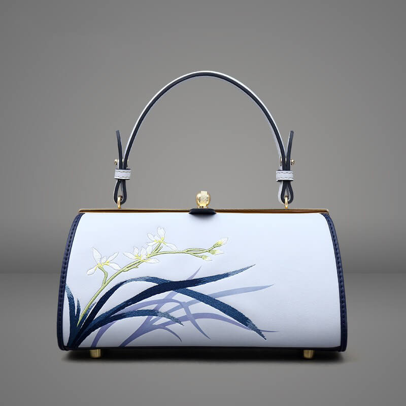 Quiet Bloom Leather Embroidery Handbag Shoulder Bag – Babylon Leather - Babylon LeatherBabylon LeatherTX181-Light Blue