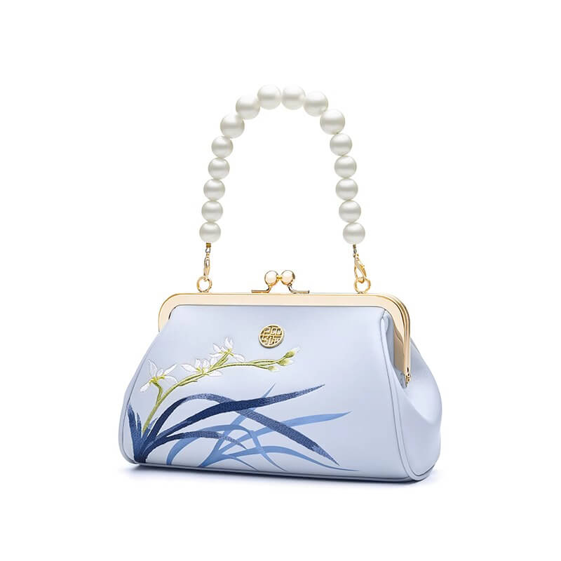 Quiet Bloom Leather Embroidery Shoulder Handbag – Babylon Leather - Babylon LeatherBabylon LeatherTX180-Light Blue
