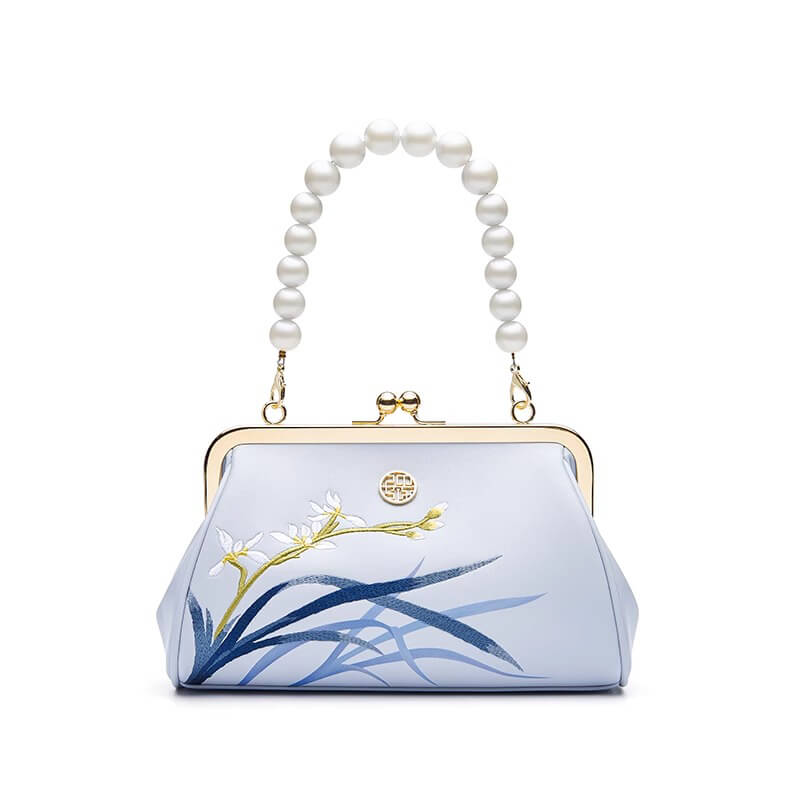 Quiet Bloom Leather Embroidery Shoulder Handbag – Babylon Leather - Babylon LeatherBabylon LeatherTX180-Light Blue