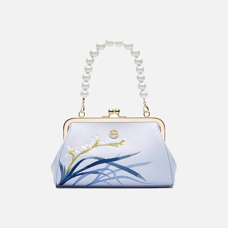 Quiet Bloom Leather Embroidery Shoulder Handbag – Babylon Leather - Babylon LeatherBabylon LeatherTX180-Light Blue