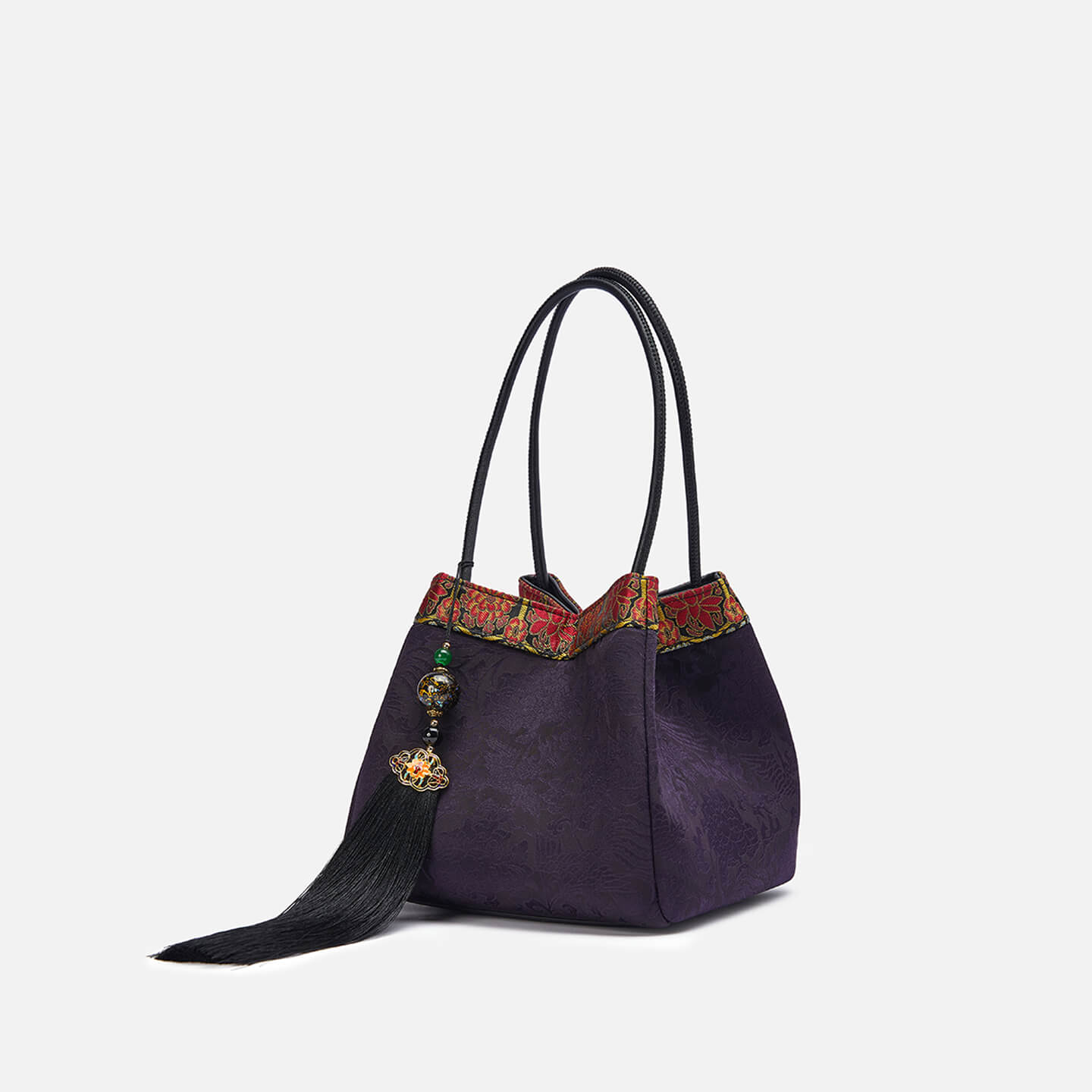 Quiet Harmony Silk Tote Handbag – Babylon Leather - Babylon LeatherBabylon LeatherTX202-Purple