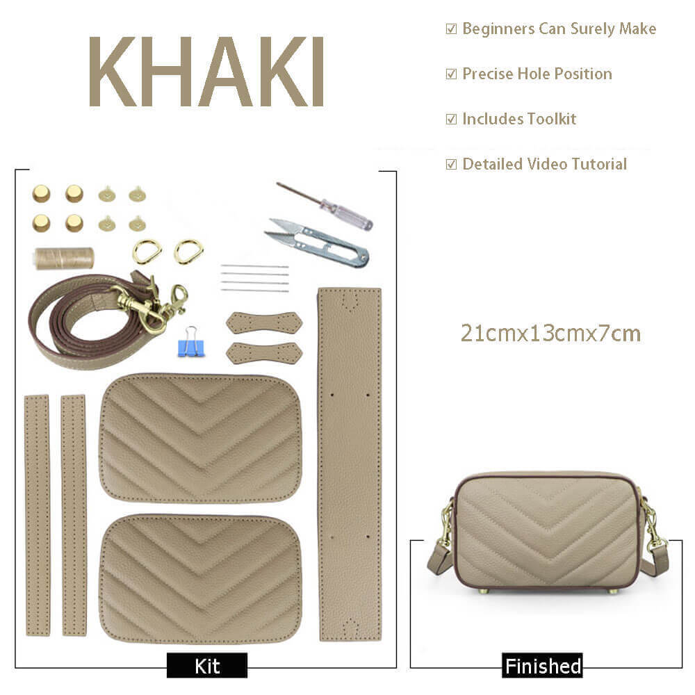 Quilted Shoulder Bag DIY Leather Kit – Babylon Leather - Babylon LeatherBabylon LeatherSY96-Khaki-Color-Matched