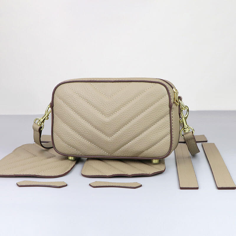 Quilted Shoulder Bag DIY Leather Kit – Babylon Leather - Babylon LeatherBabylon LeatherSY96 - Khaki - White