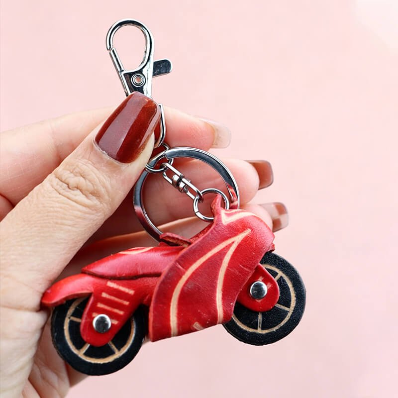 Racing Motorcycle Leather Bag Charm – Babylon Leather - Babylon LeatherBabylon LeatherLLZ86-Red