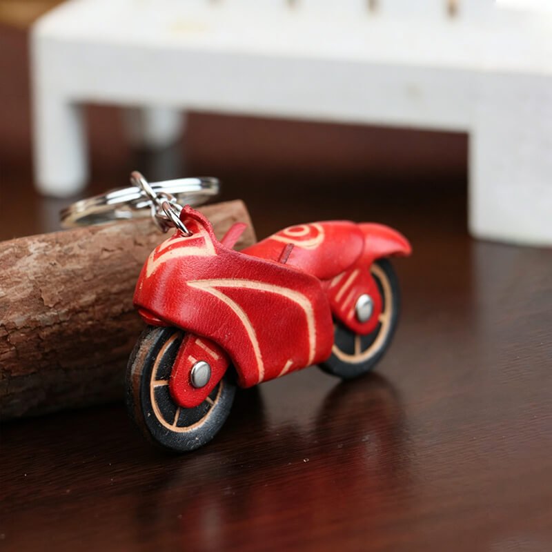 Racing Motorcycle Leather Bag Charm – Babylon Leather - Babylon LeatherBabylon LeatherLLZ86-Red