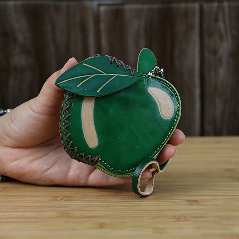 Red Apple - Shaped Leather Coin Purse – Babylon Leather - Babylon LeatherBabylon LeatherLLZ46-Green