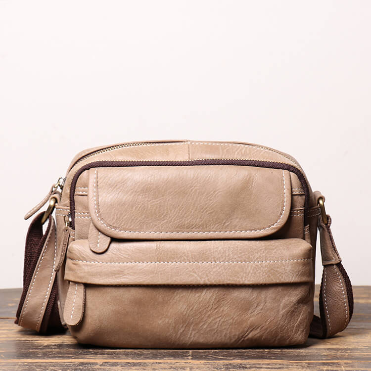 Retro Top Grain Leather Crossbody Bag for Men – Babylon Leather - Babylon LeatherBabylon LeatherLJ044 - Beige