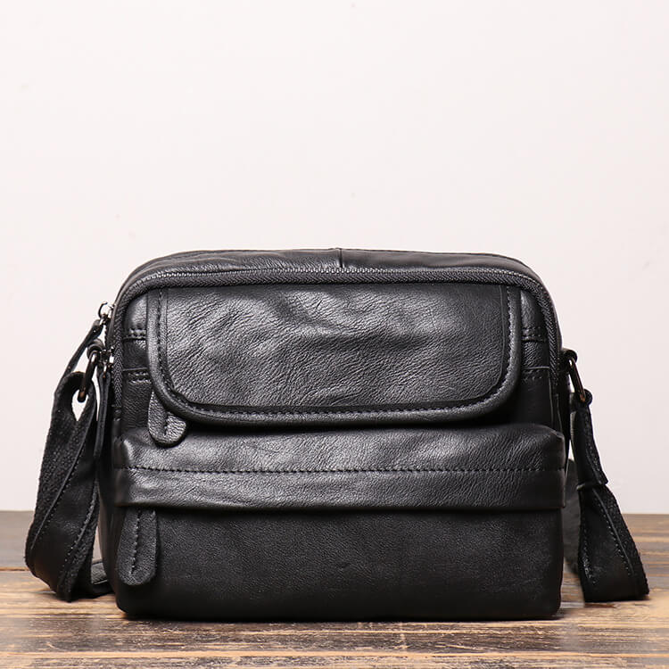 Retro Top Grain Leather Crossbody Bag for Men – Babylon Leather - Babylon LeatherBabylon LeatherLJ044 - Black