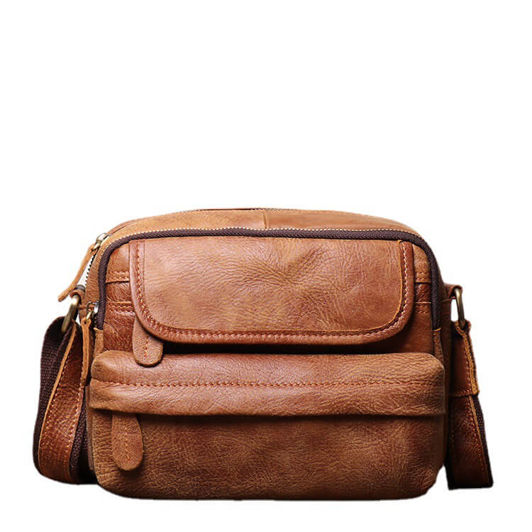 Retro Top Grain Leather Crossbody Bag for Men – Babylon Leather - Babylon LeatherBabylon LeatherLJ044 - Brown