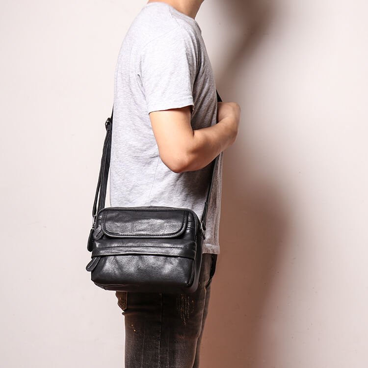 Retro Top Grain Leather Crossbody Bag for Men – Babylon Leather - Babylon LeatherBabylon LeatherLJ044 - Brown