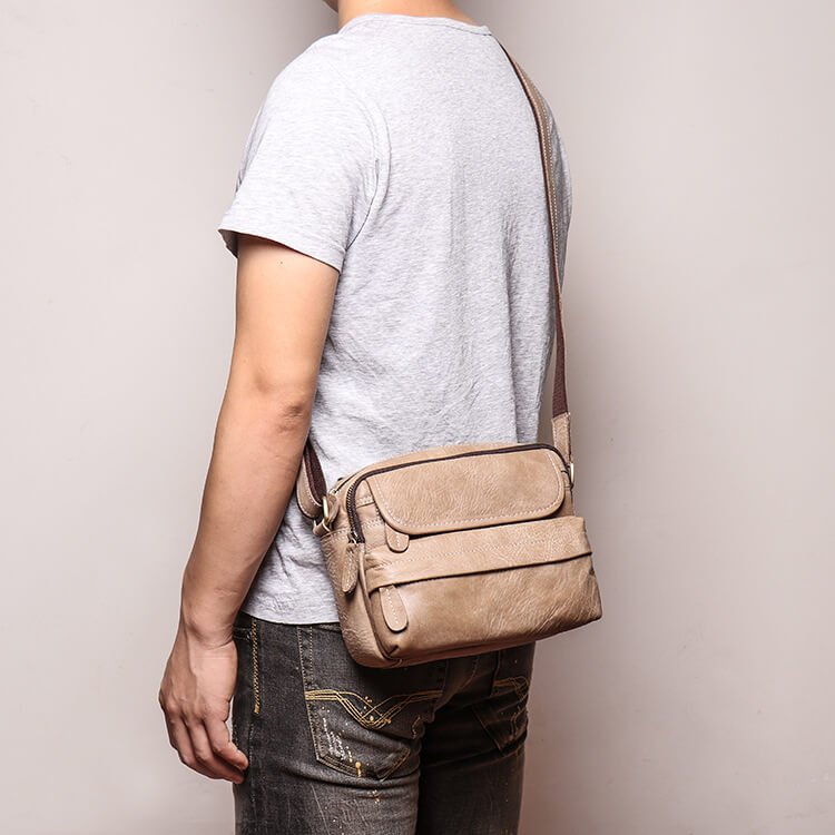 Retro Top Grain Leather Crossbody Bag for Men – Babylon Leather - Babylon LeatherBabylon LeatherLJ044 - Brown