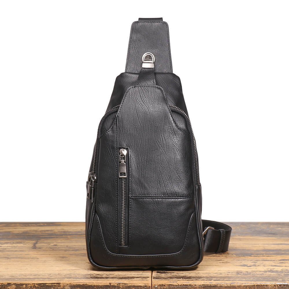 Retro Top Grain Leather Shoulder Sling Bag – Babylon Leather - Babylon LeatherBabylon LeatherLJ066 - Black