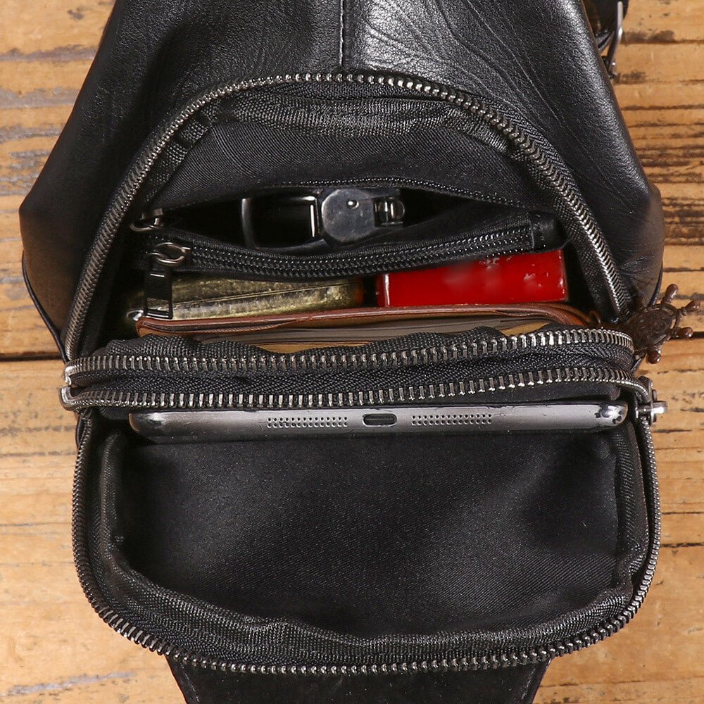 Retro Top Grain Leather Shoulder Sling Bag – Babylon Leather - Babylon LeatherBabylon LeatherLJ066 - Black