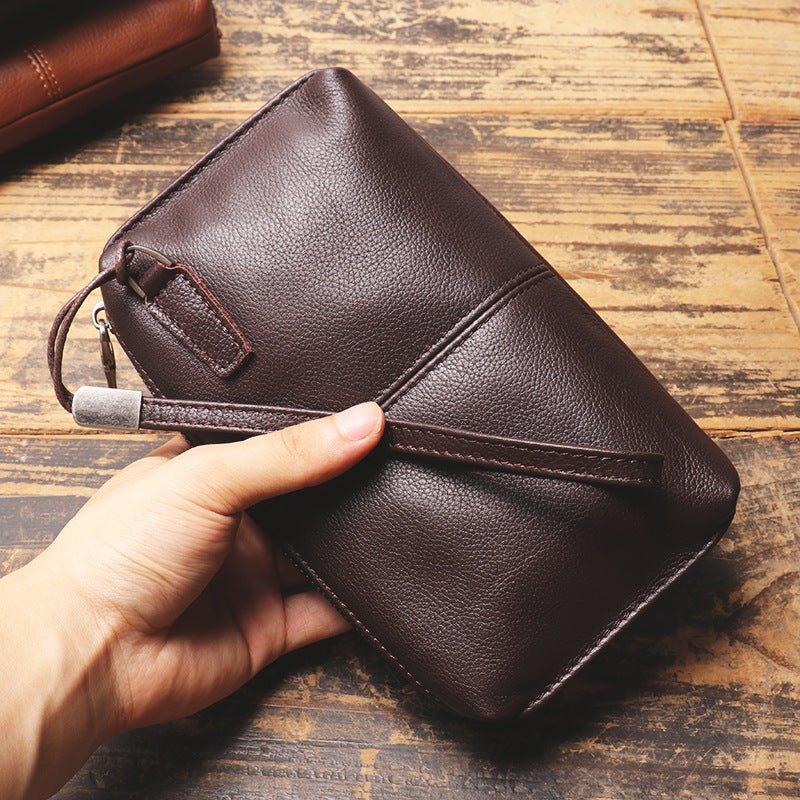 Retro Top Grain Leather Wristlet Clutch Wallet for Men – Babylon Leather - Babylon LeatherBabylon LeatherLJ091-Brown