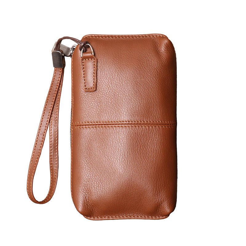 Retro Top Grain Leather Wristlet Clutch Wallet for Men – Babylon Leather - Babylon LeatherBabylon LeatherLJ091-Brown