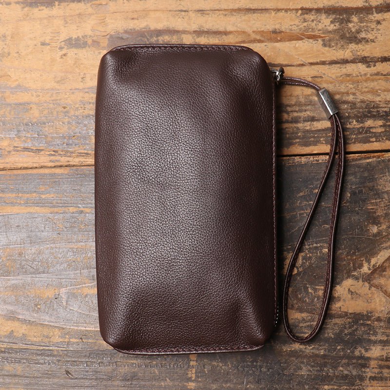 Retro Top Grain Leather Wristlet Clutch Wallet for Men – Babylon Leather - Babylon LeatherBabylon LeatherLJ091-Dark Coffee