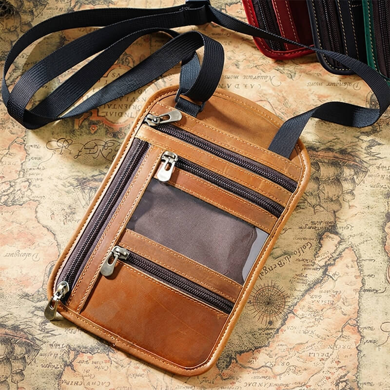 RFID Crossbody Passport Bag Crazy Horse Leather – Babylon Leather - Babylon LeatherBabylon LeatherAN62-Brown