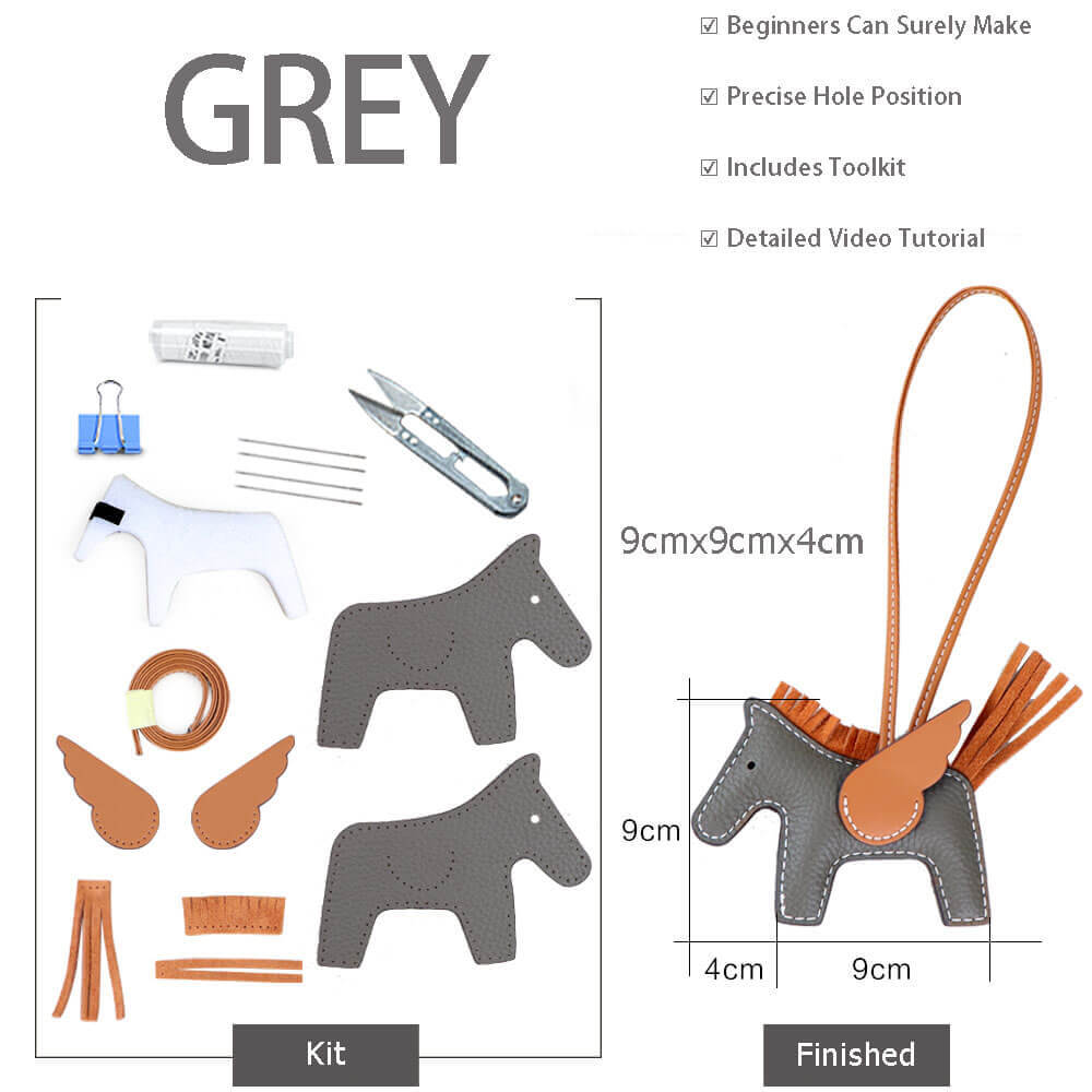 Rodeo Horse Bag Charm DIY Kit – Babylon Leather - Babylon LeatherBabylon LeatherSY108-Grey-White