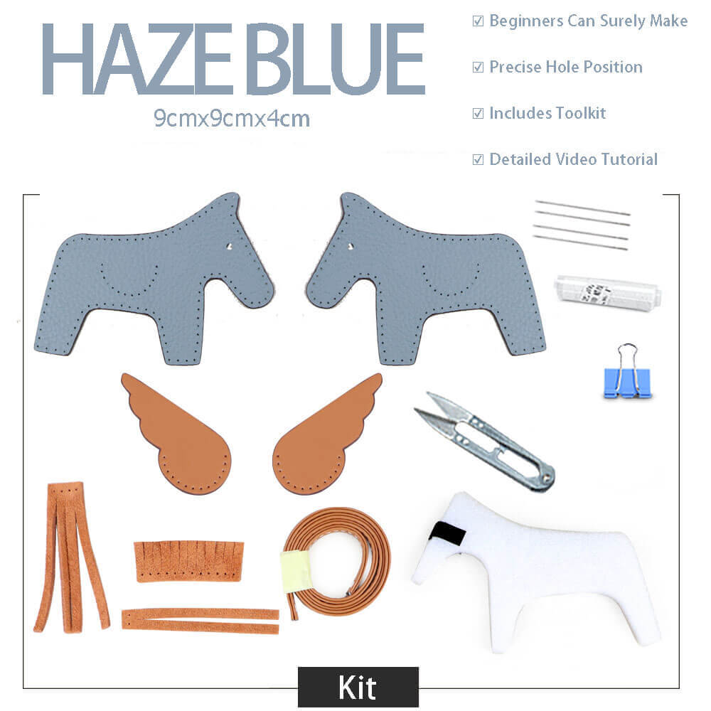 Rodeo Horse Bag Charm DIY Kit – Babylon Leather - Babylon LeatherBabylon LeatherSY108-Haze Blue-White